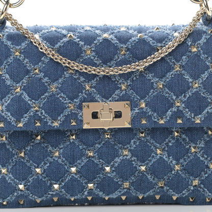 Valentino Garavani Denim Medium Rockstud Spike Shoulder Bag Denim 7 of 9