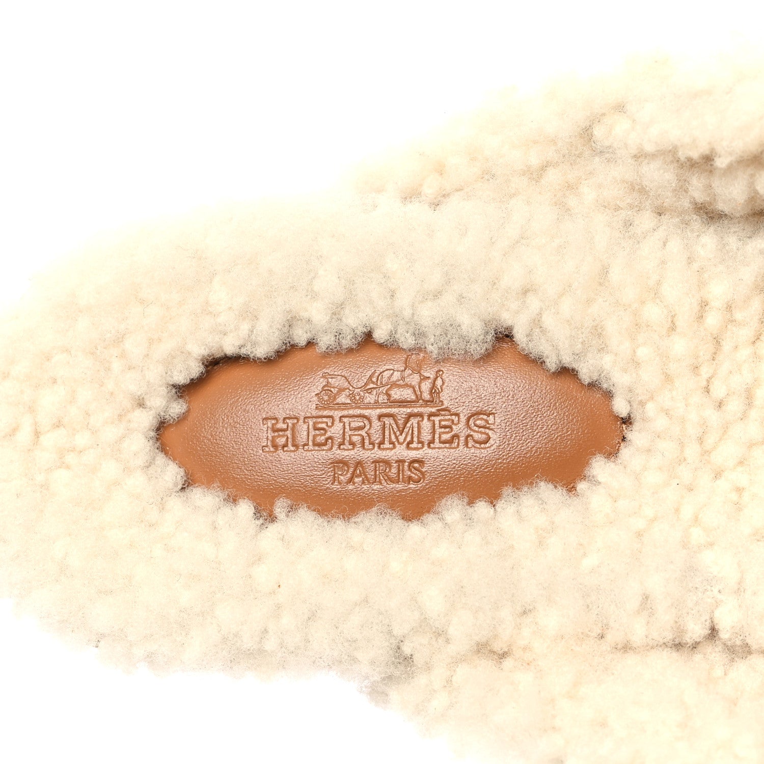 Hermes Suede Goatskin Woolskin Womens Oz Mules 41 Naturel 7 of 8