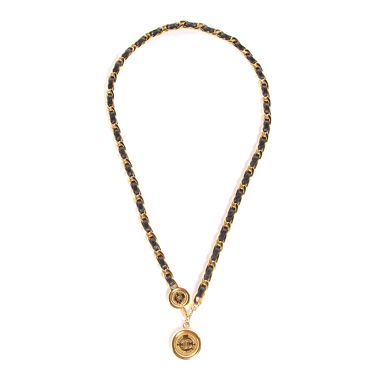 Chanel Leather CC Medallion Chain Belt Black Gold 3 of 5