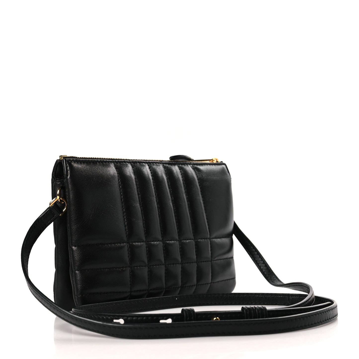 Quilted Lambskin Lola Twin Pouch Black
