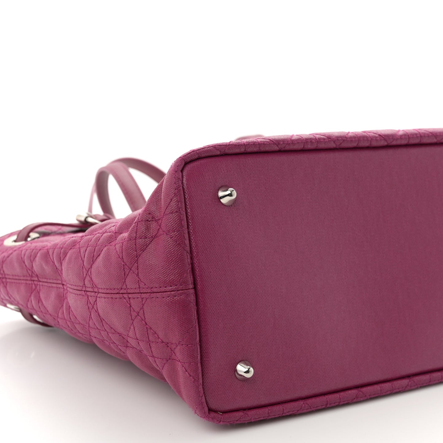 Coated Canvas Cannage Medium Panarea Tote Raspberry