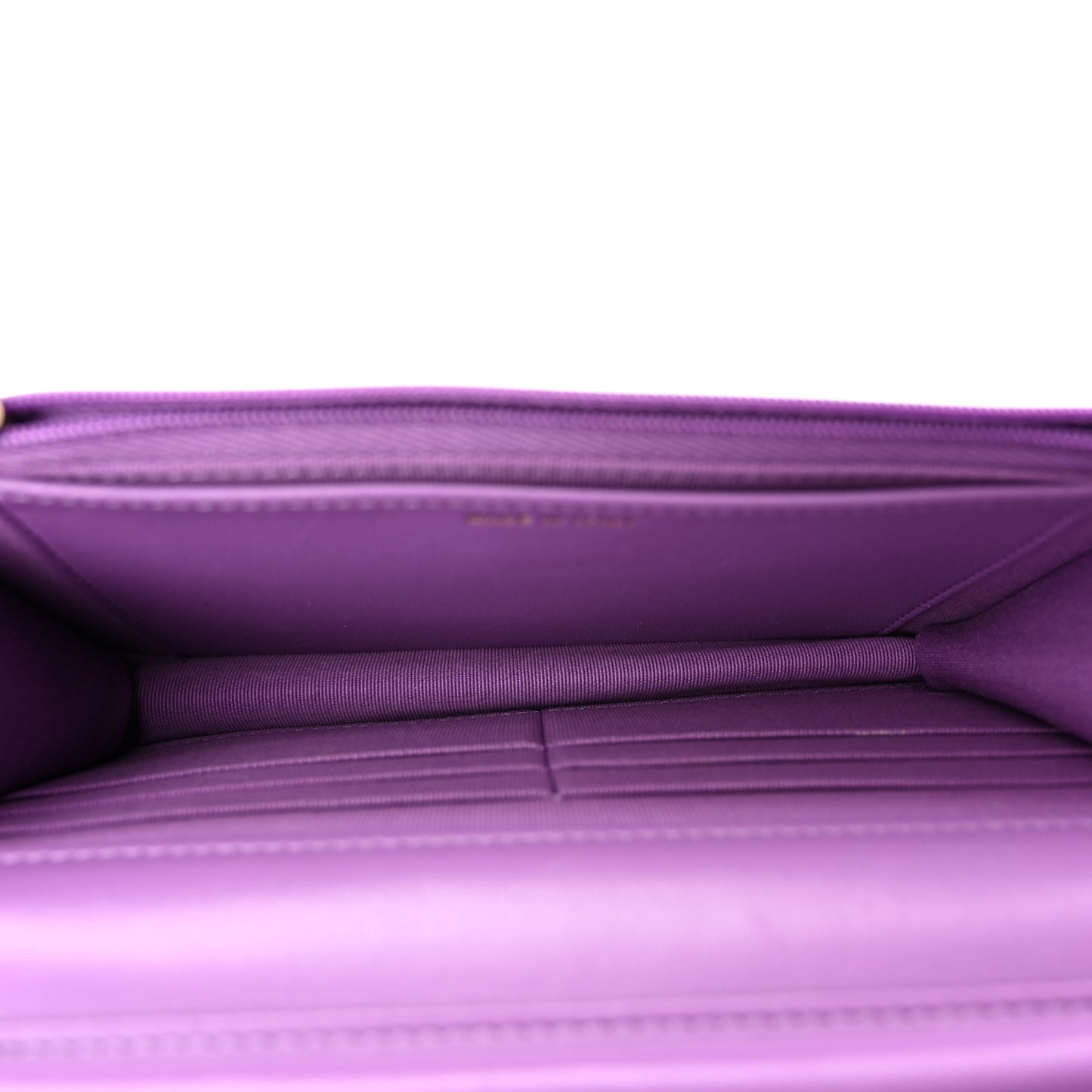 Lambskin Quilted Wallet On Chain WOC Purple