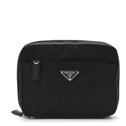 Prada Tessuto Nylon Saffiano Maniglia Pouch Black 1 of 7