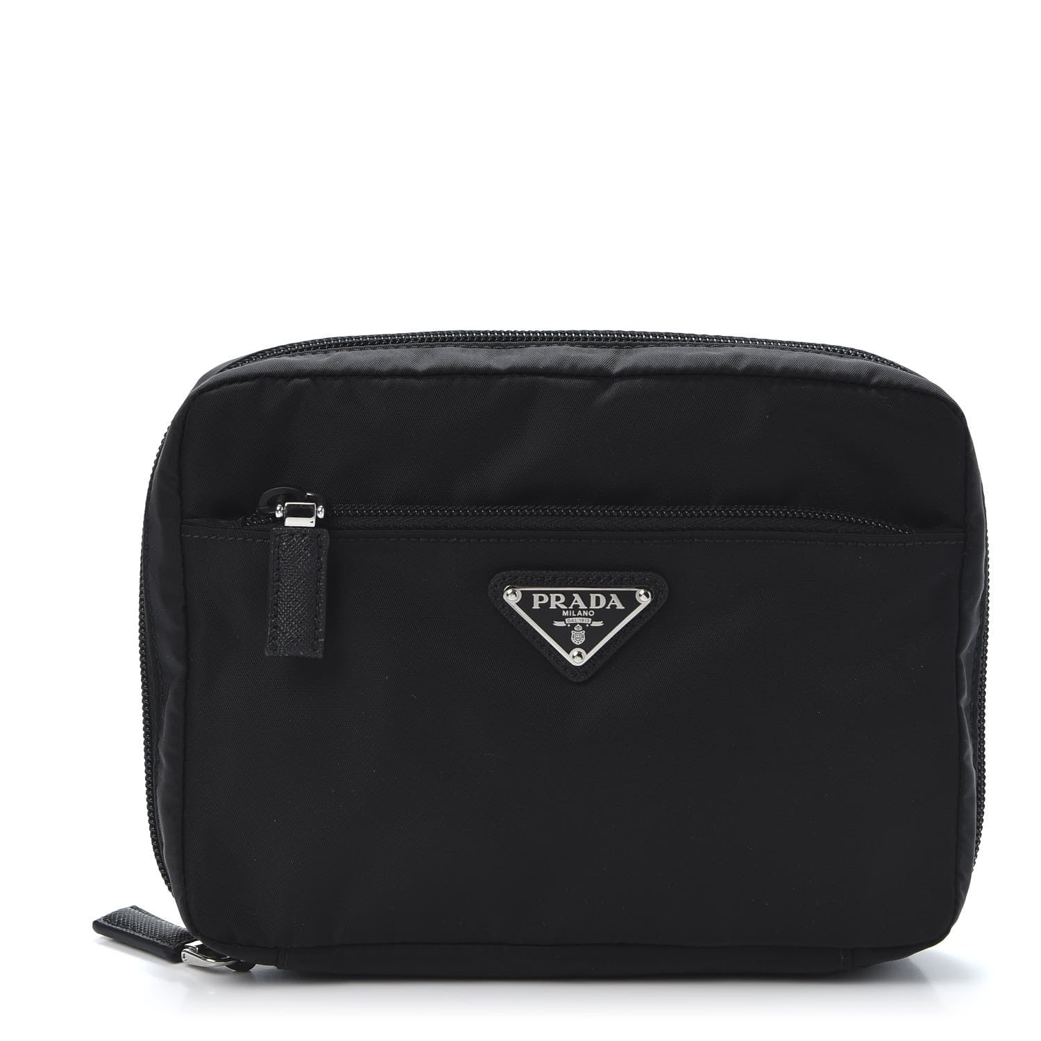 Prada Tessuto Nylon Saffiano Maniglia Pouch Black 1 of 7