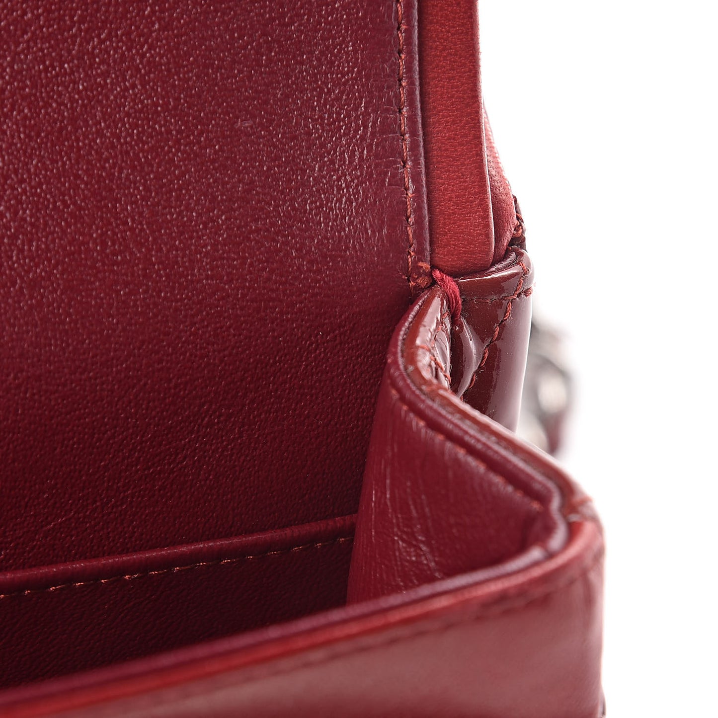 Patent Calfskin Quilted Medium Double Flap Red