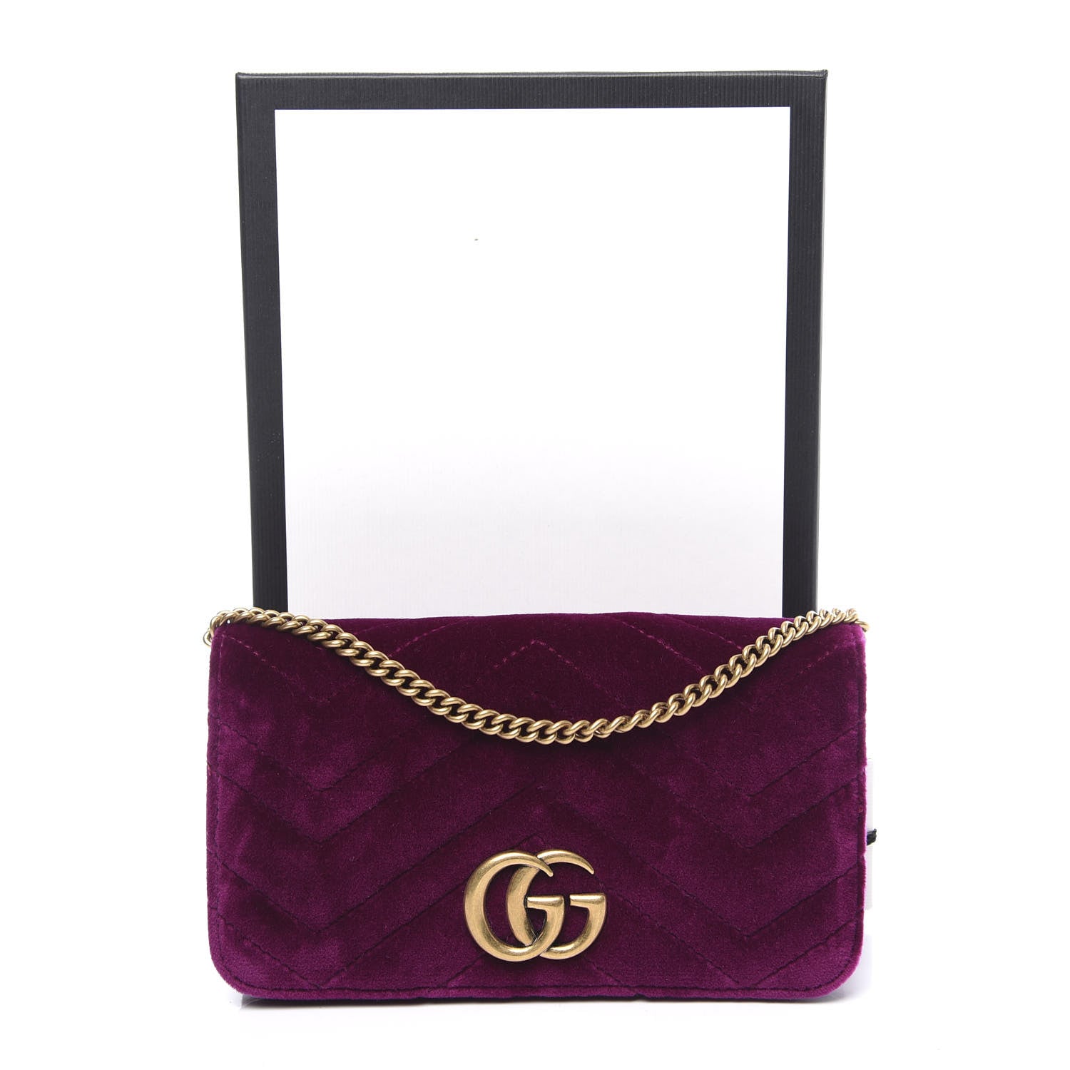 Gucci Velvet Matelasse GG Marmont Mini Bag Fuchsia Violet Cyclamen 10 of 10