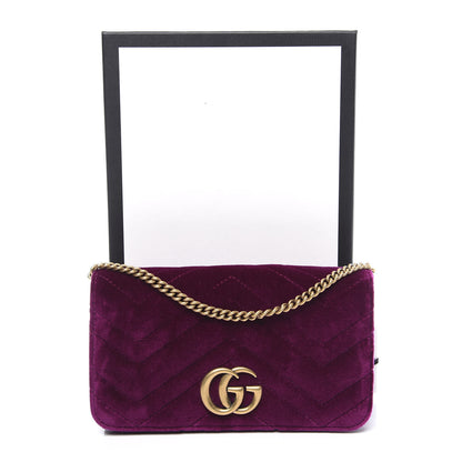 Gucci Velvet Matelasse GG Marmont Mini Bag Fuchsia Violet Cyclamen 10 of 10