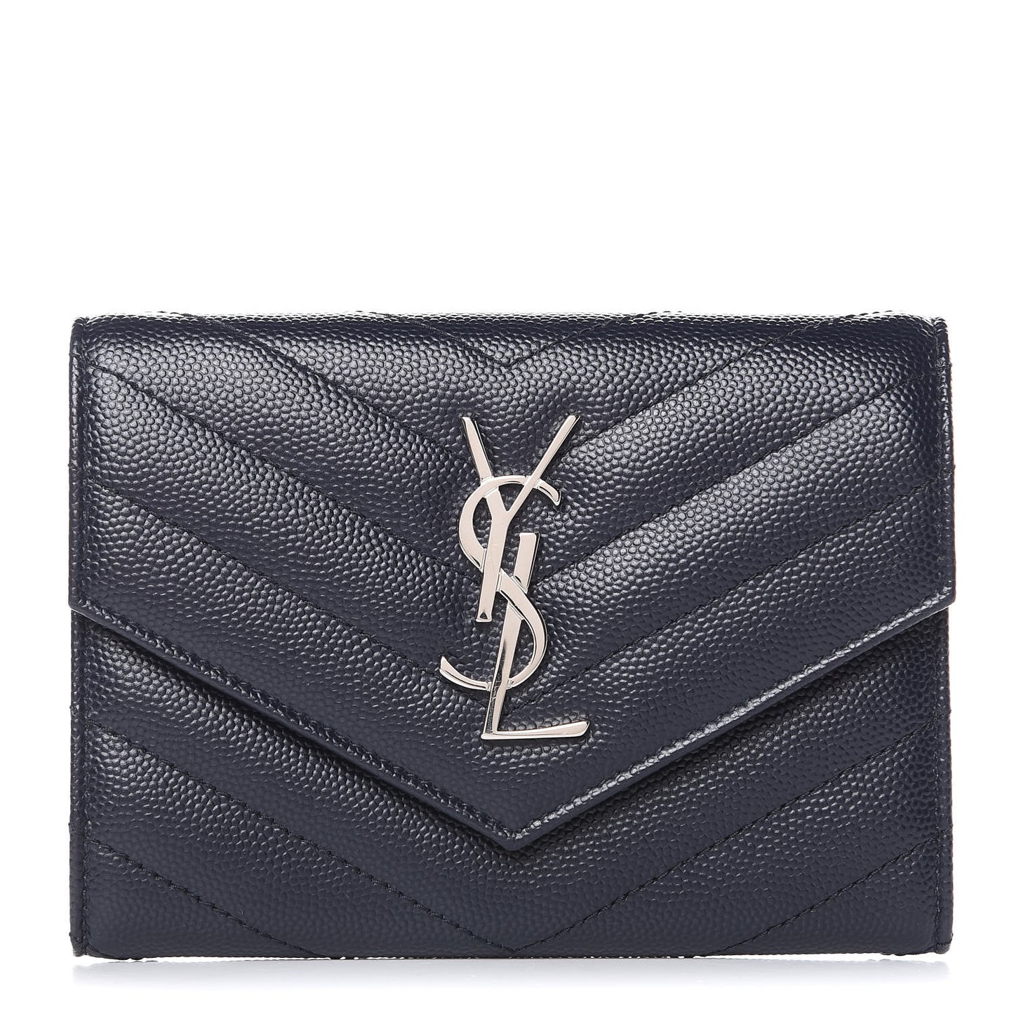 Grain De Poudre Matelasse Chevron Small Monogram Passport Case Deep Marine
