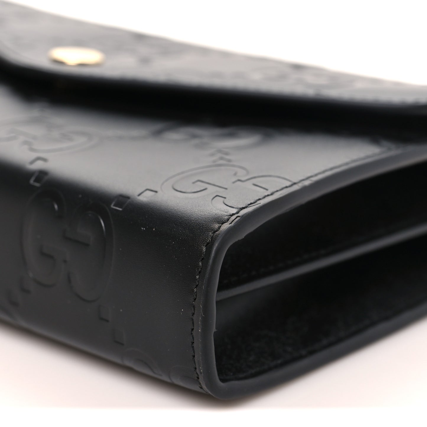 Calfskin GG Debossed Chain Wallet Black