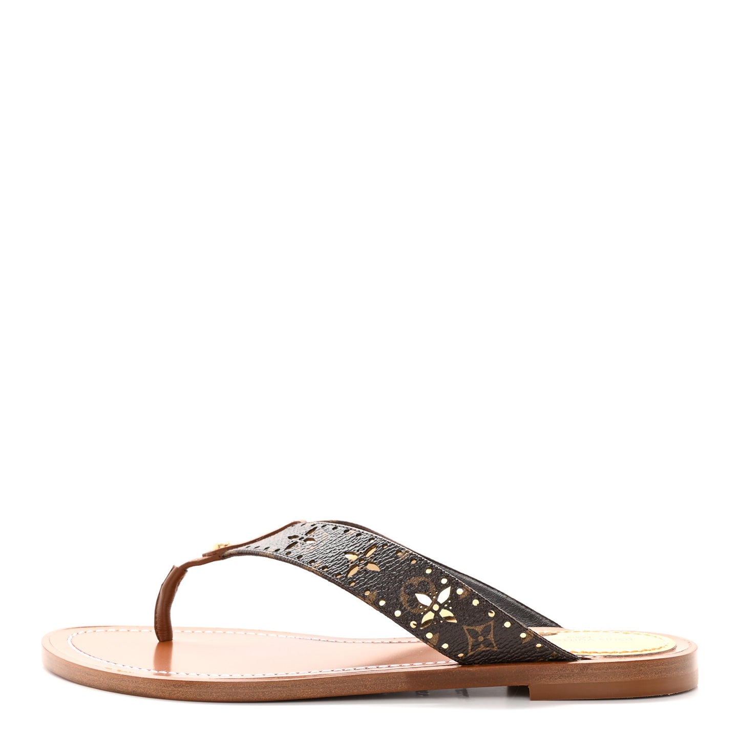 Monogram Sunny Flat Thong Sandals 36.5 Brown
