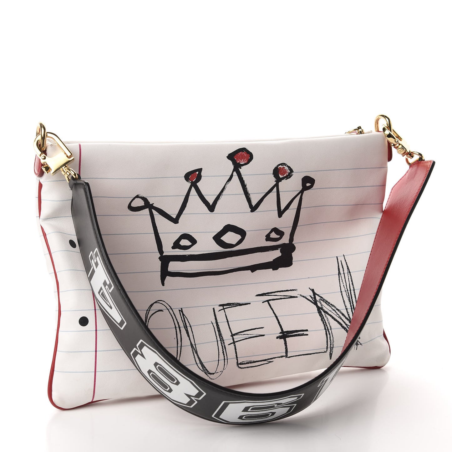 Calfskin All I Need is Love and Wifi Shoulder Bag White Multicolor