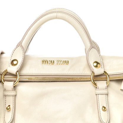 Miu Miu Vitello Lux Medium Bow Bag Talco 11 of 11