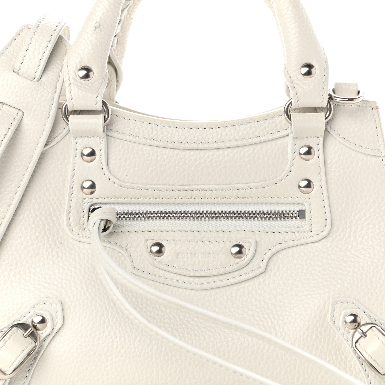 Balenciaga Grained Calfskin Neo Classic Silver Hardware Mini City White 7 of 11