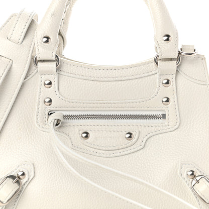 Balenciaga Grained Calfskin Neo Classic Silver Hardware Mini City White 7 of 11
