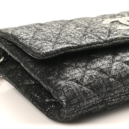 Chanel Glitter Fabric Quilted Flap Clutch With Butterfly Chain Black 9 of 10