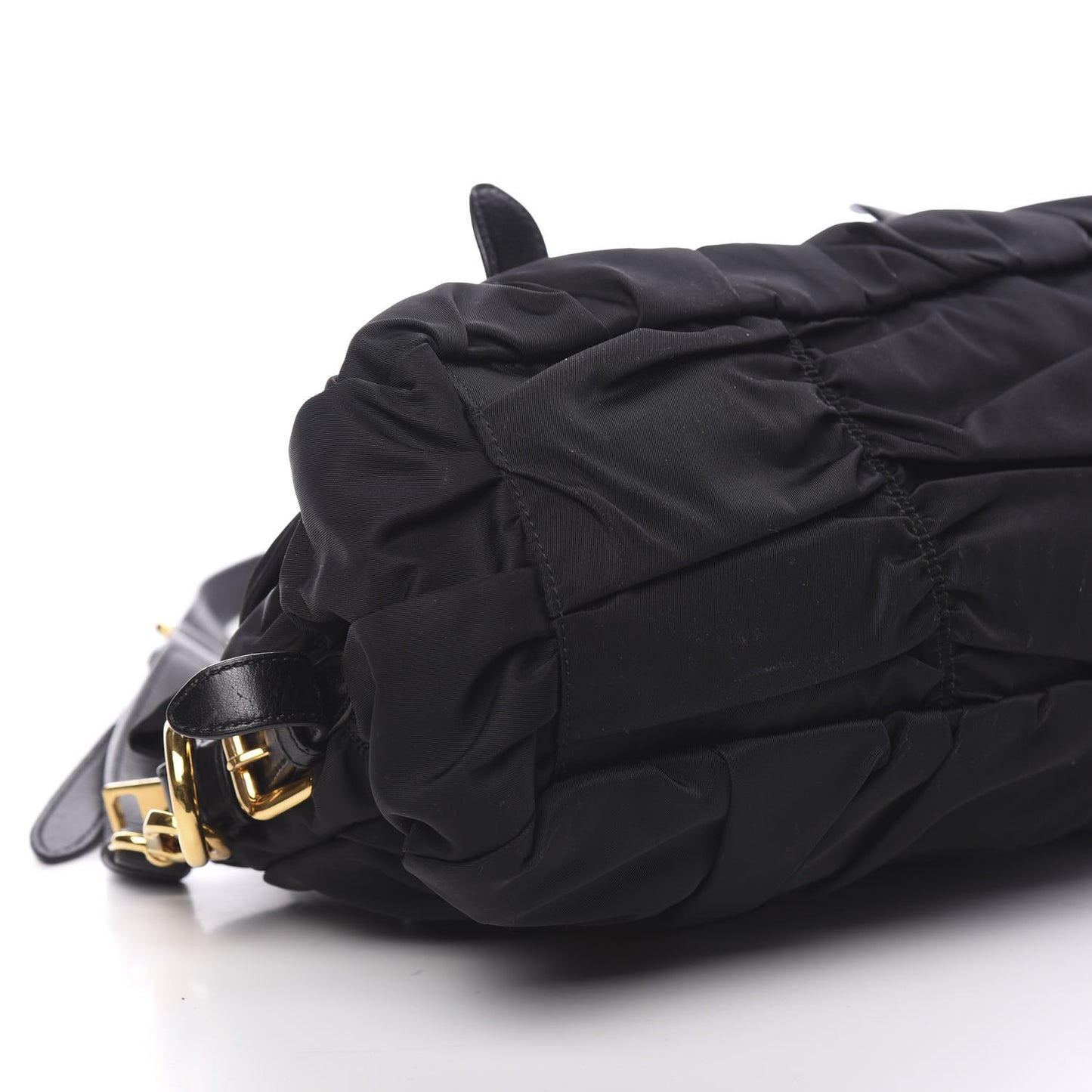 Tessuto Nylon Gaufre Shopping Satchel Black