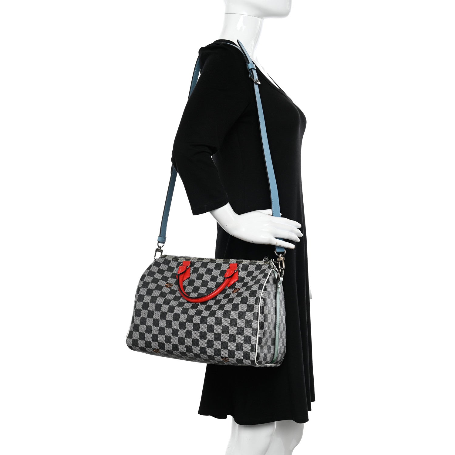 Louis Vuitton Damier Speedy Bandouliere 30 Black White 2 of 10