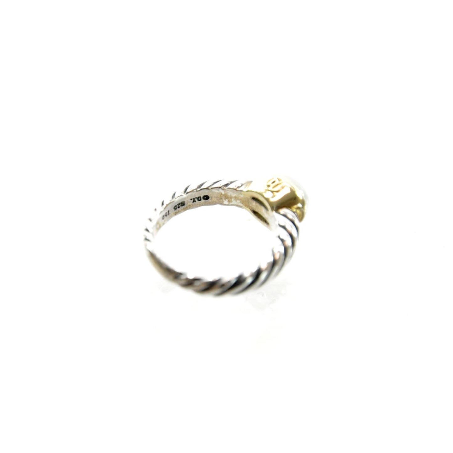 Sterling Silver and 18k Gold Moon Quartz Cable Ring 5.5
