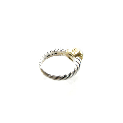 David Yurman Sterling Silver and 18k Gold Moon Quartz Cable Ring 5.5 4 of 5