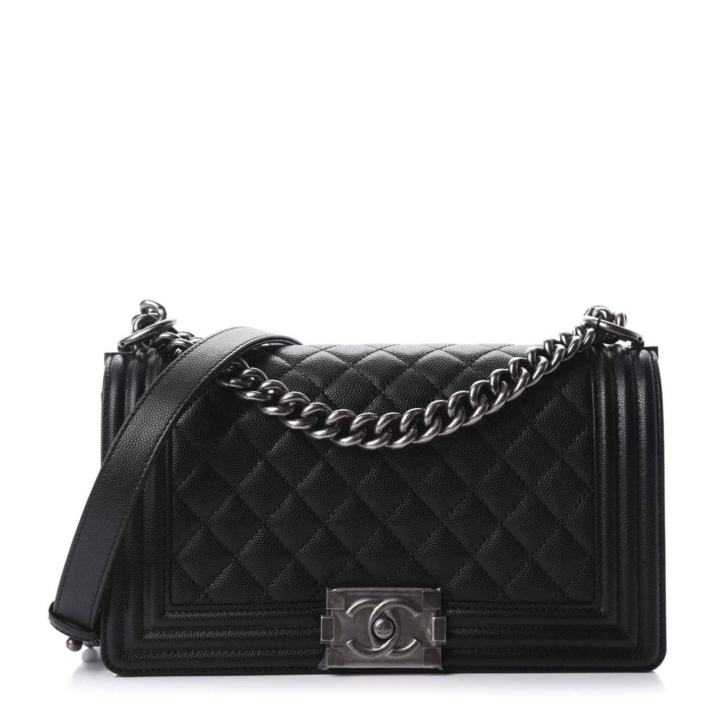 Caviar Quilted Medium Boy Flap Black