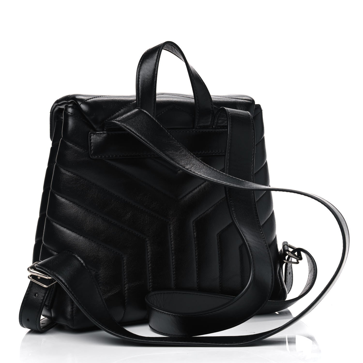 Saint Laurent Calfskin Y Quilted Monogram Small Loulou Backpack Black 2 of 9