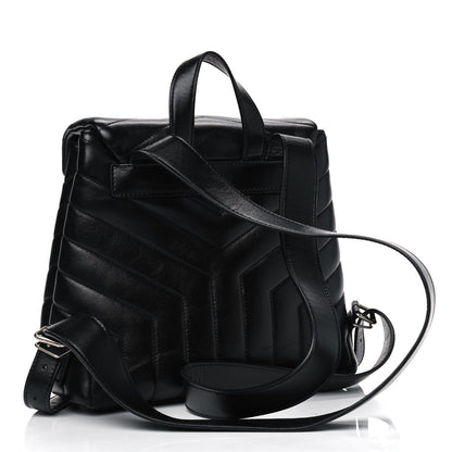 Saint Laurent Calfskin Y Quilted Monogram Small Loulou Backpack Black 2 of 9