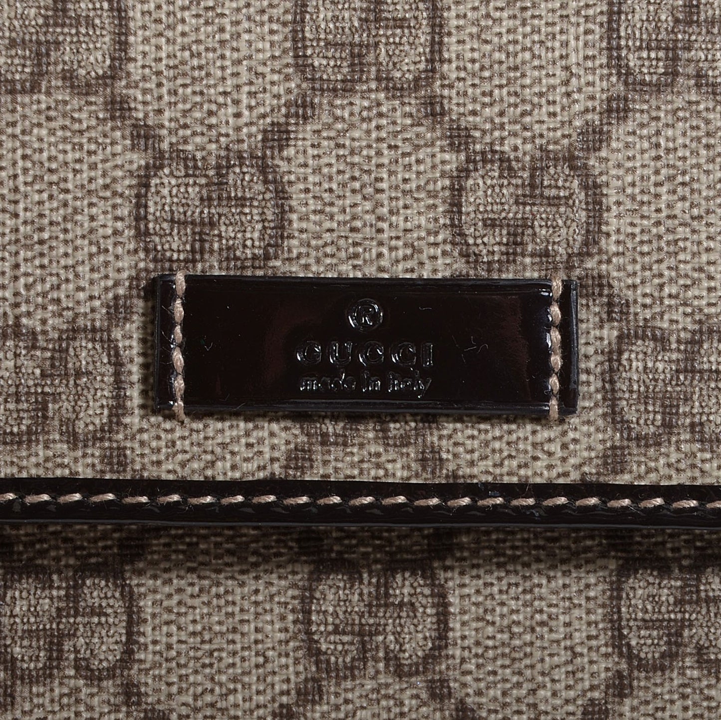 GG Plus Monogram Joy French Flap Wallet Beige Ebony Dark Brown