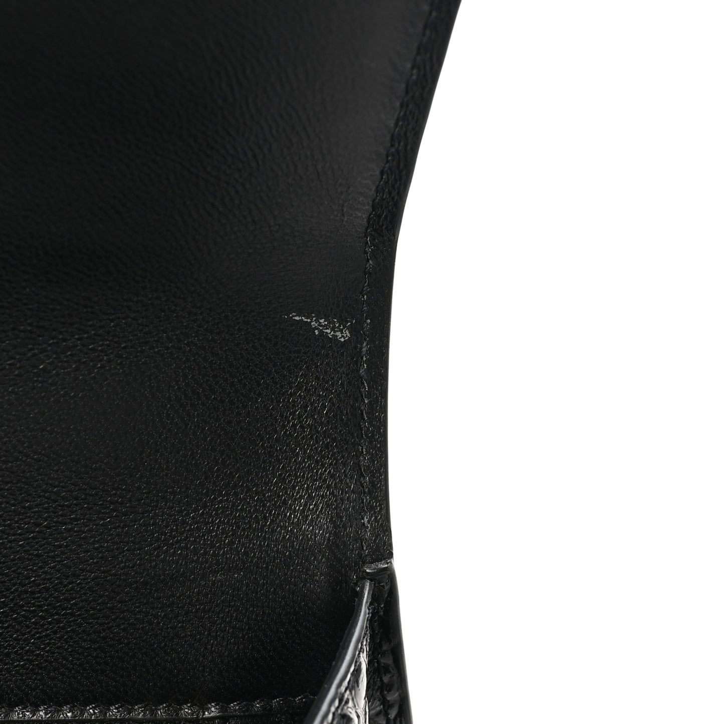Shiny Calfskin Crocodile Embossed Small Hourglass Top Handle Bag Black