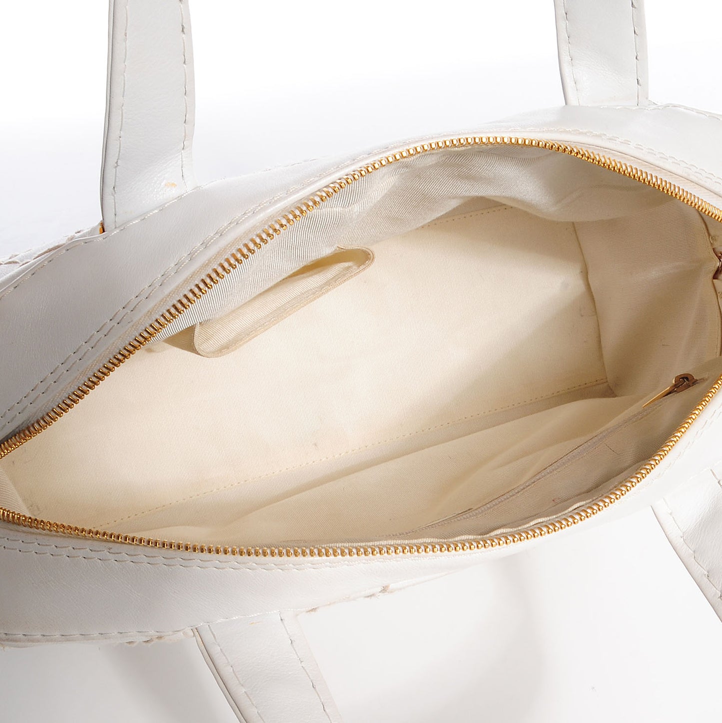 Calfskin Wild Stitch Surpique Top Handle Bag White