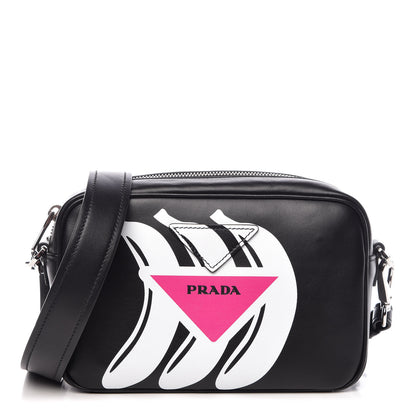 Prada City Calf Banana Print Camera Bag Black Fuchsia 1 of 9
