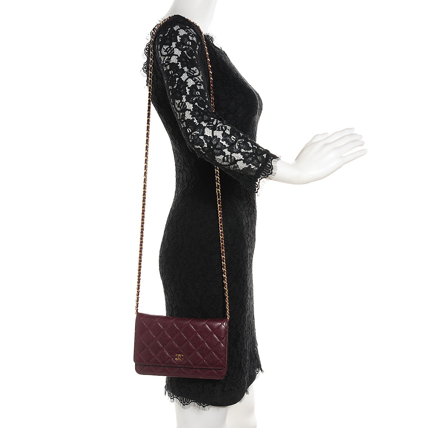 Chanel Caviar Quilted Wallet on Chain WOC Bordeaux 2 of 8