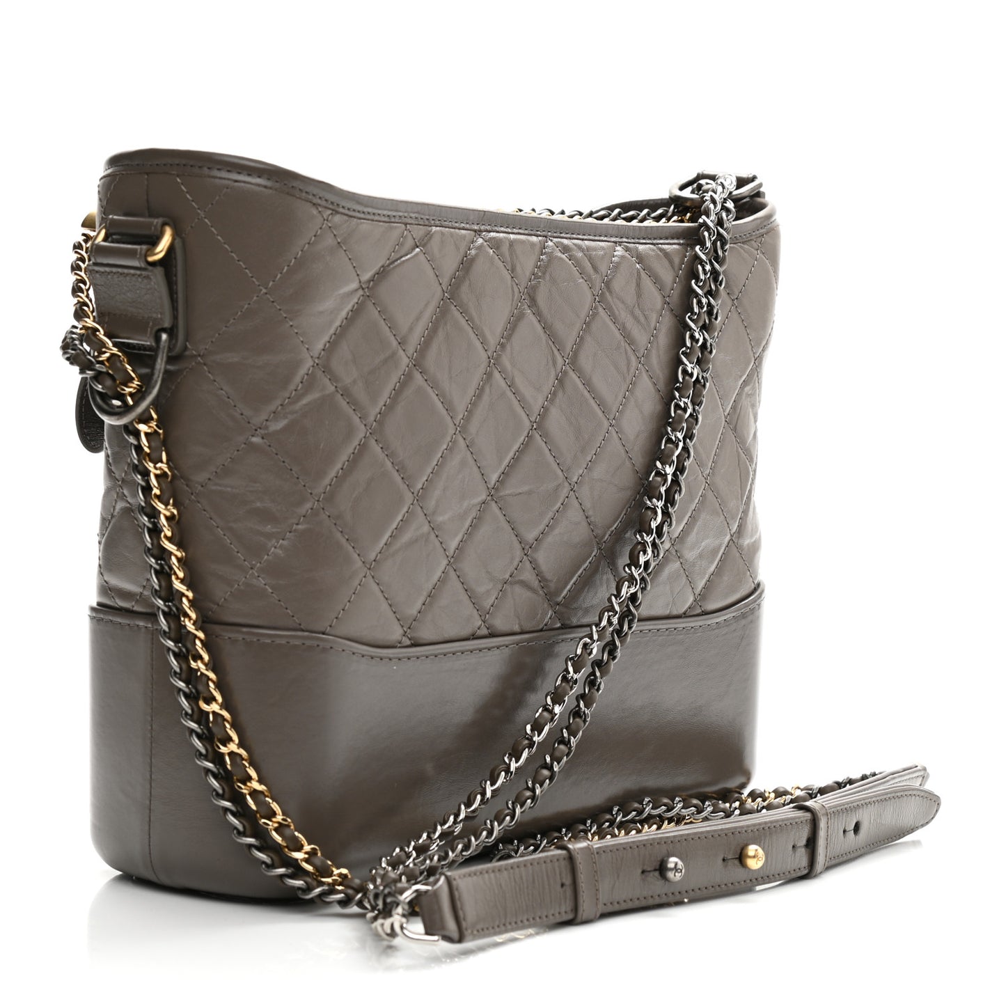 Aged Calfskin Quilted Medium Gabrielle Hobo Grey