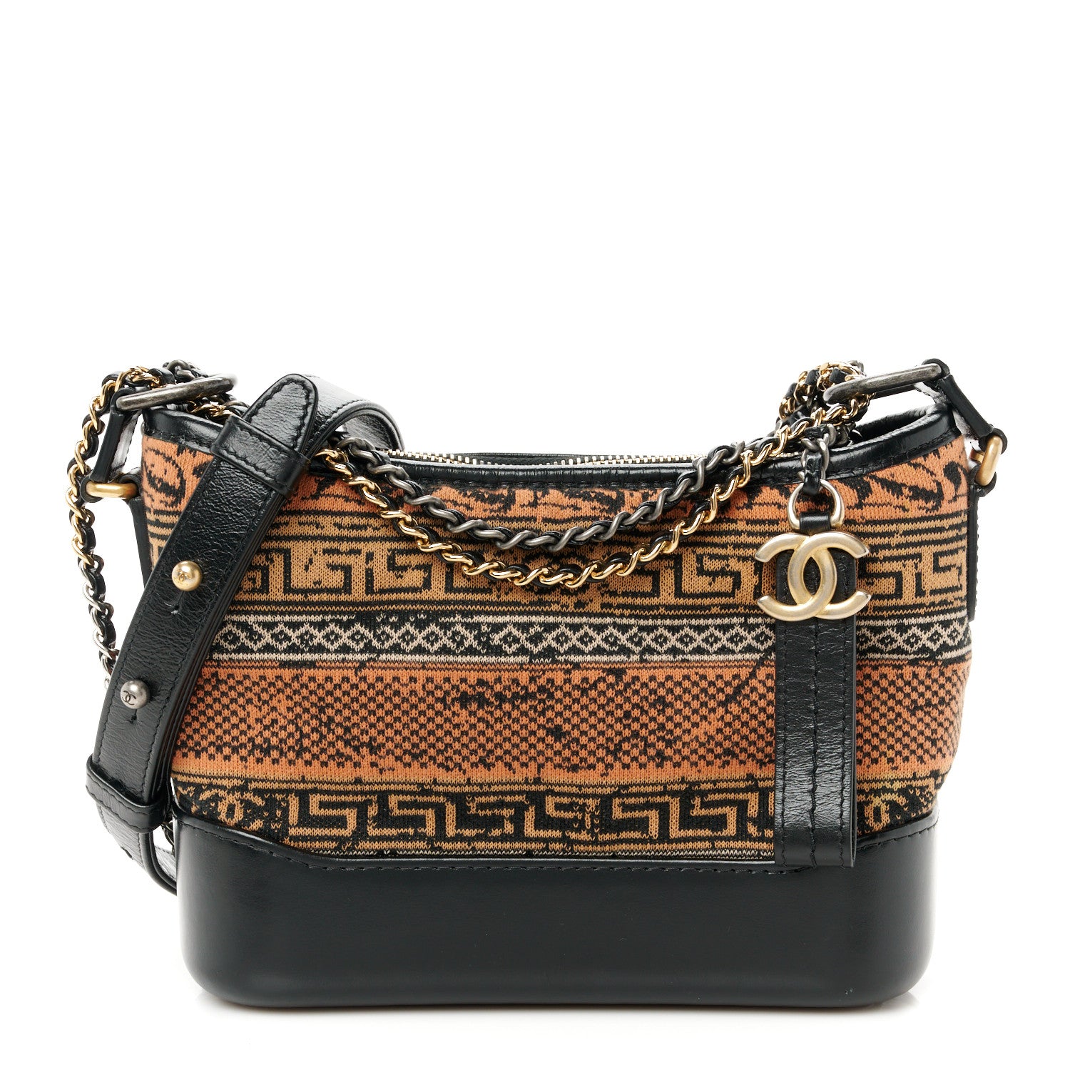 Chanel Knit Calfskin Small Gabrielle Hobo Black Multicolor 1 of 10
