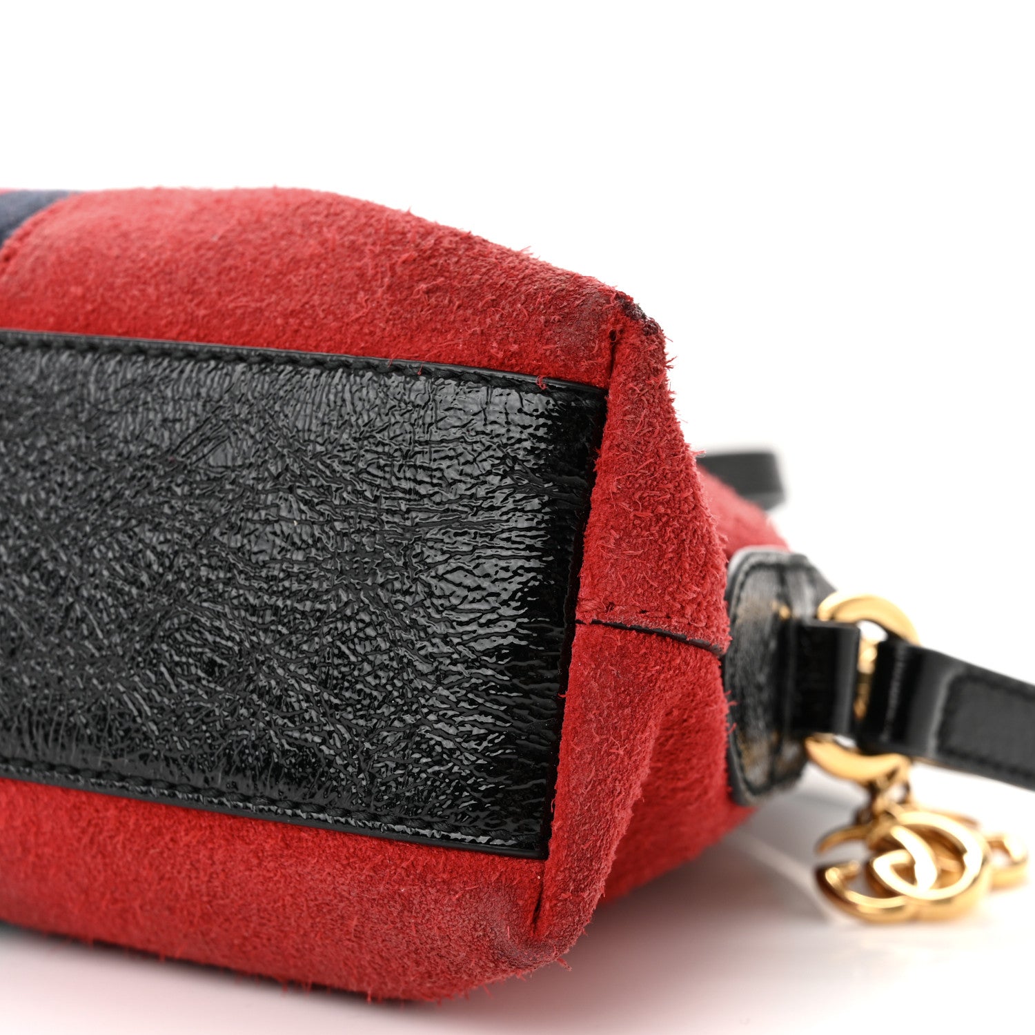 Gucci Suede Patent Web GG Small Ophidia Dome Shoulder Bag Hibiscus Red 10 of 16