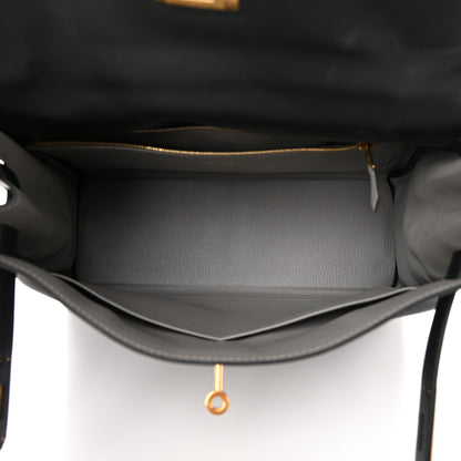 Hermes Swift Horseshoe Kelly Retourne 32 Black Gris Mouette 5 of 16