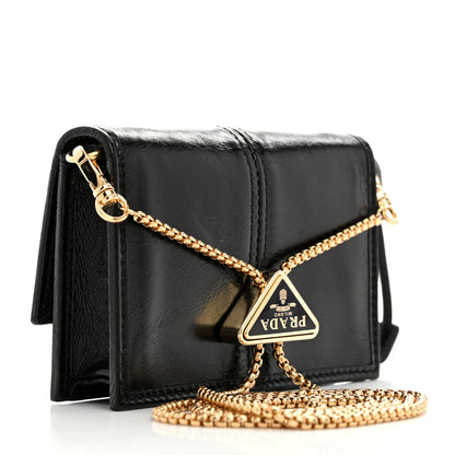 Prada Soft Lux Card Holder With Chain Black 2 of 9