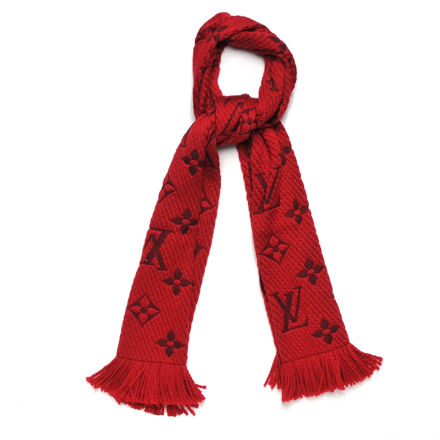 Louis Vuitton Wool Silk Logomania Scarf Rubis 1 of 4