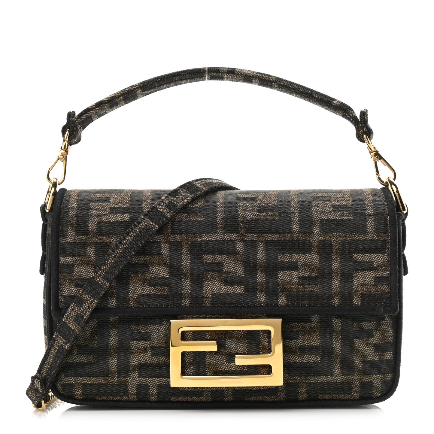 Fabric Jacquard FF 1974 Mini Baguette Tobacco Moro Black