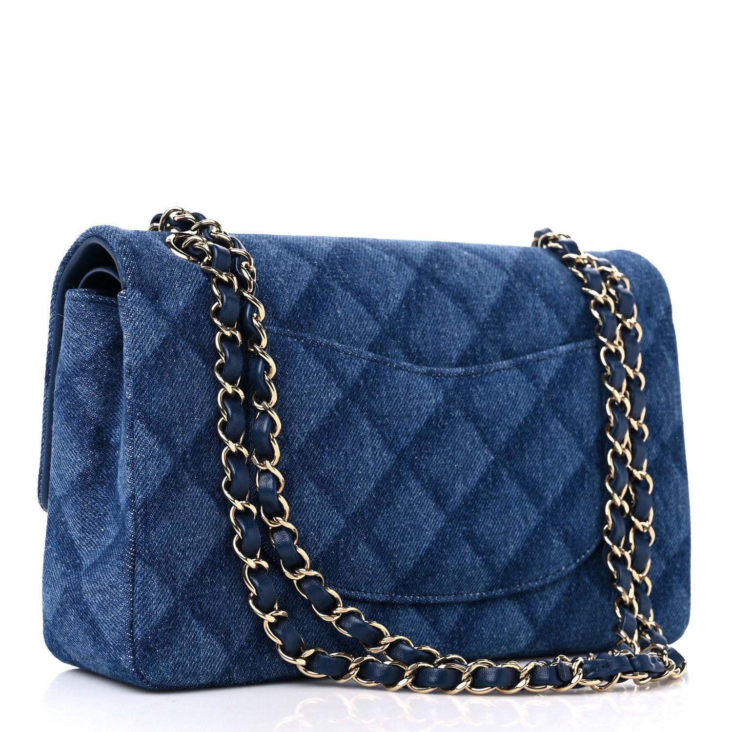 Chanel Printed Denim Quilted Medium Double Flap Dark Blue 2 of 9