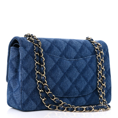 Chanel Printed Denim Quilted Medium Double Flap Dark Blue 2 of 9