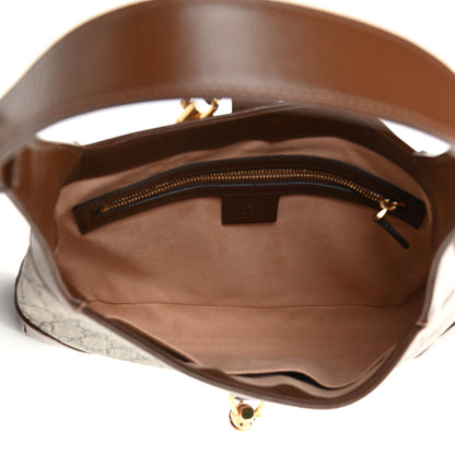 Gucci GG Supreme Monogram Azalea Calfskin Web Small Jackie 1961 Hobo Beige Ebony Brown Sugar 5 of 11