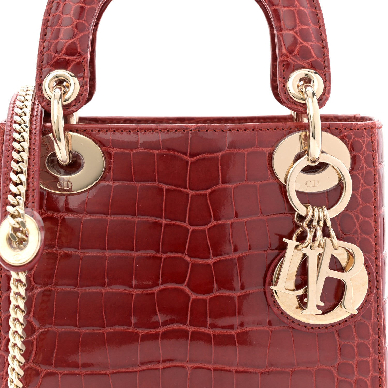 Christian Dior Alligator Mini Lady Dior Red 8 of 10