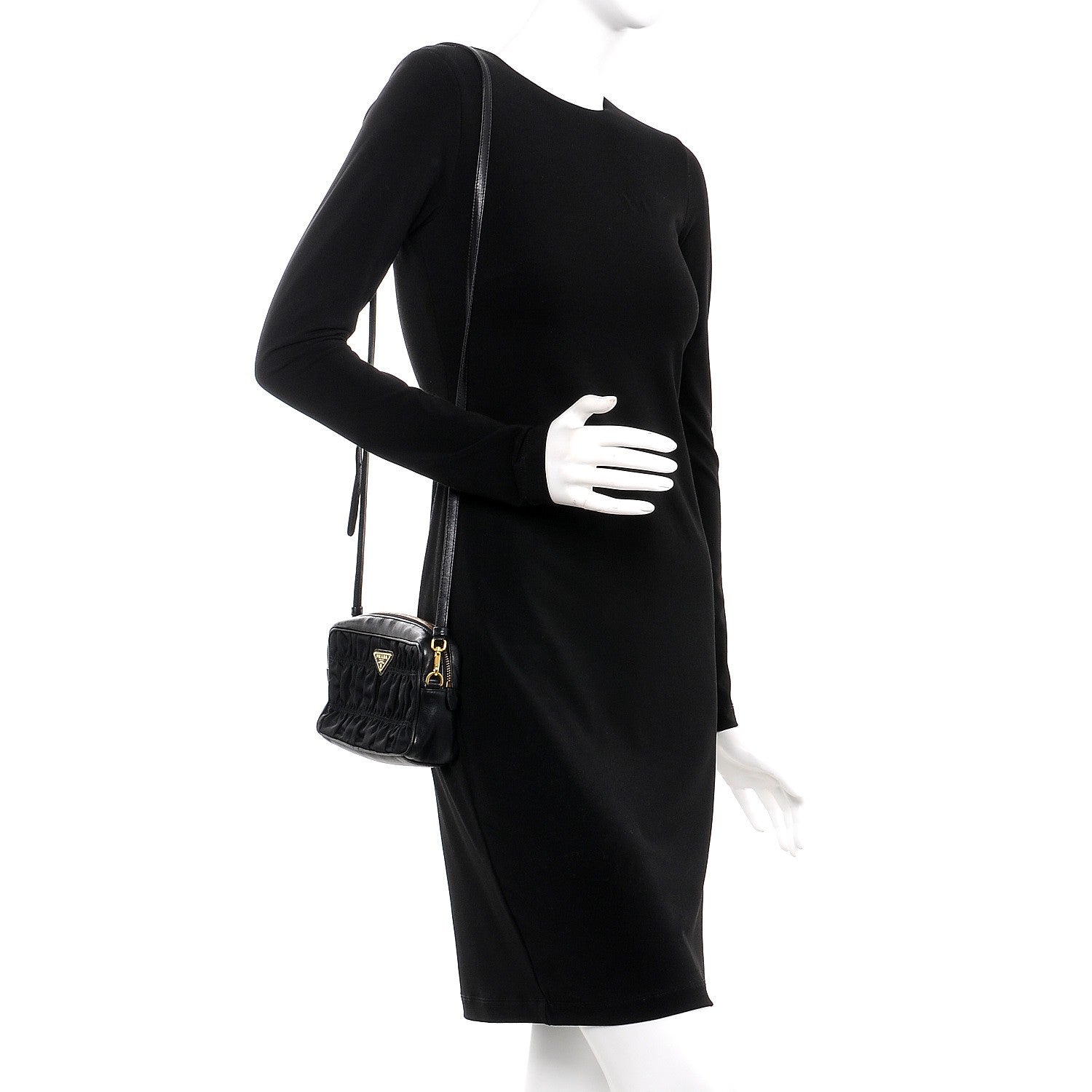 Prada Tessuto Nylon Calf Gaufre Camera Crossbody Nero Black 2 of 12