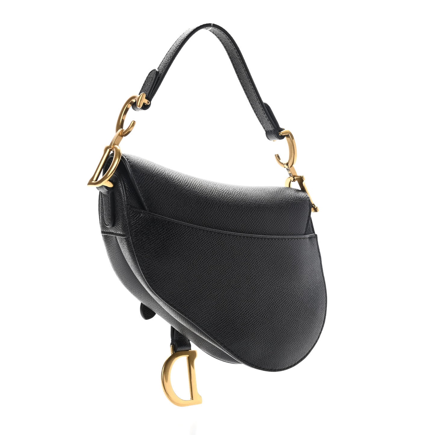 Grained Calfskin Mini Saddle Bag Black