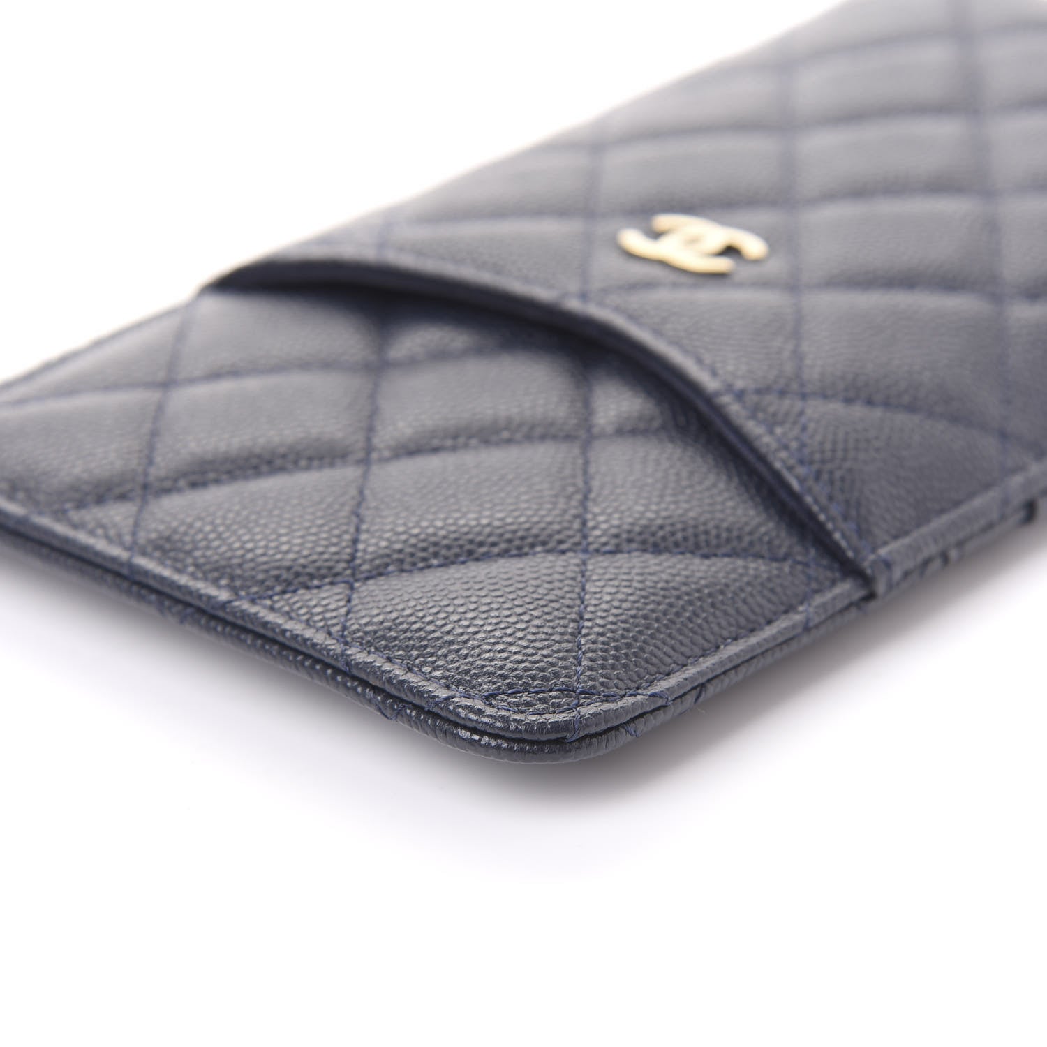Chanel Caviar Quilted Classic Flat Wallet Pouch Blue 8 of 12