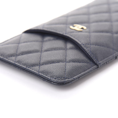 Chanel Caviar Quilted Classic Flat Wallet Pouch Blue 8 of 12