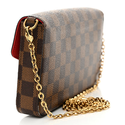 Louis Vuitton Damier Ebene Pochette Felicie Chain Wallet 3 of 13