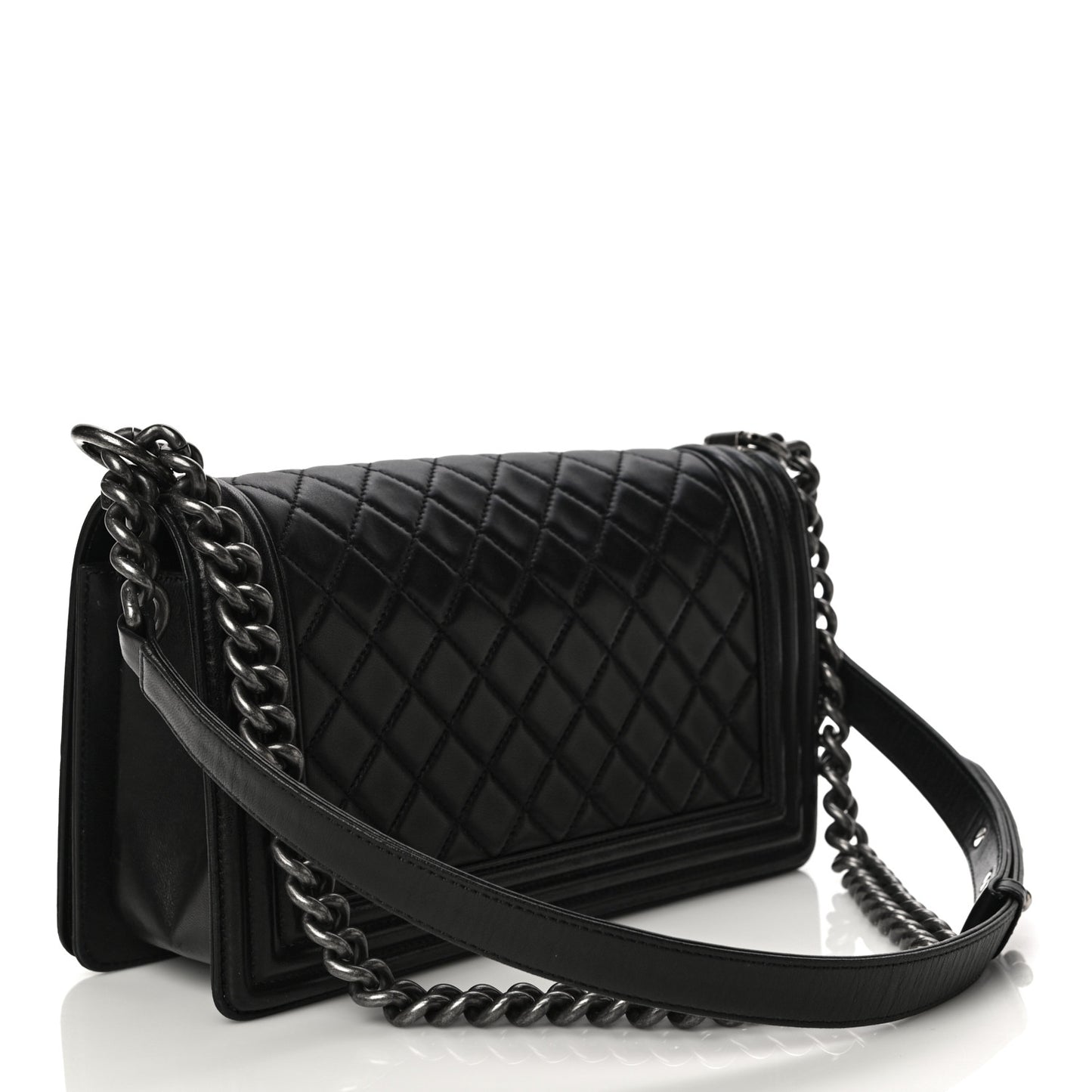Lambskin Quilted Medium Boy Flap Black