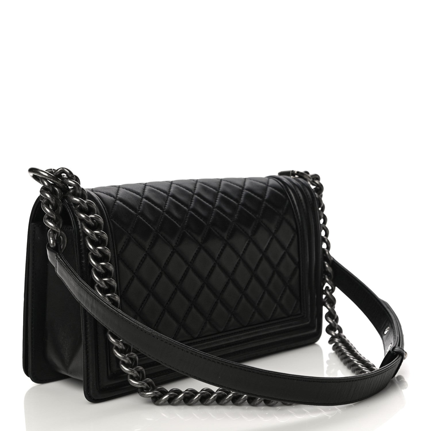 Chanel Lambskin Quilted Medium Boy Flap Black 3 of 15