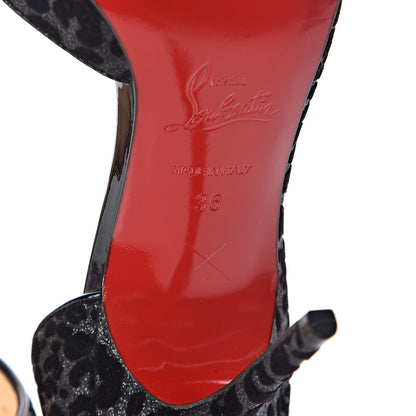 Christian Louboutin Floque Patent Glitter Leo Iriza 100 Pumps 36 Black 6 of 8